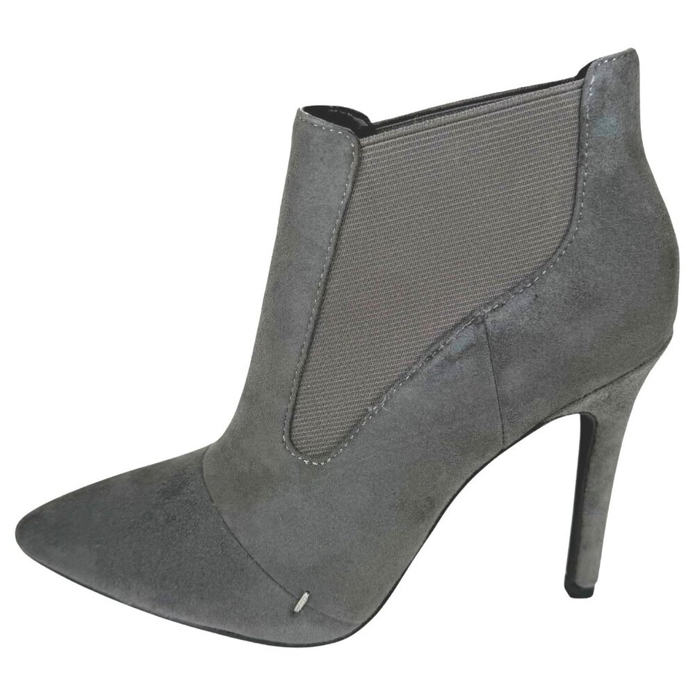 Women H By Halston Regina Gray Pull On Stiletto Heel Ankle Bootie Size 5.5 Suede - Picture 10 of 13